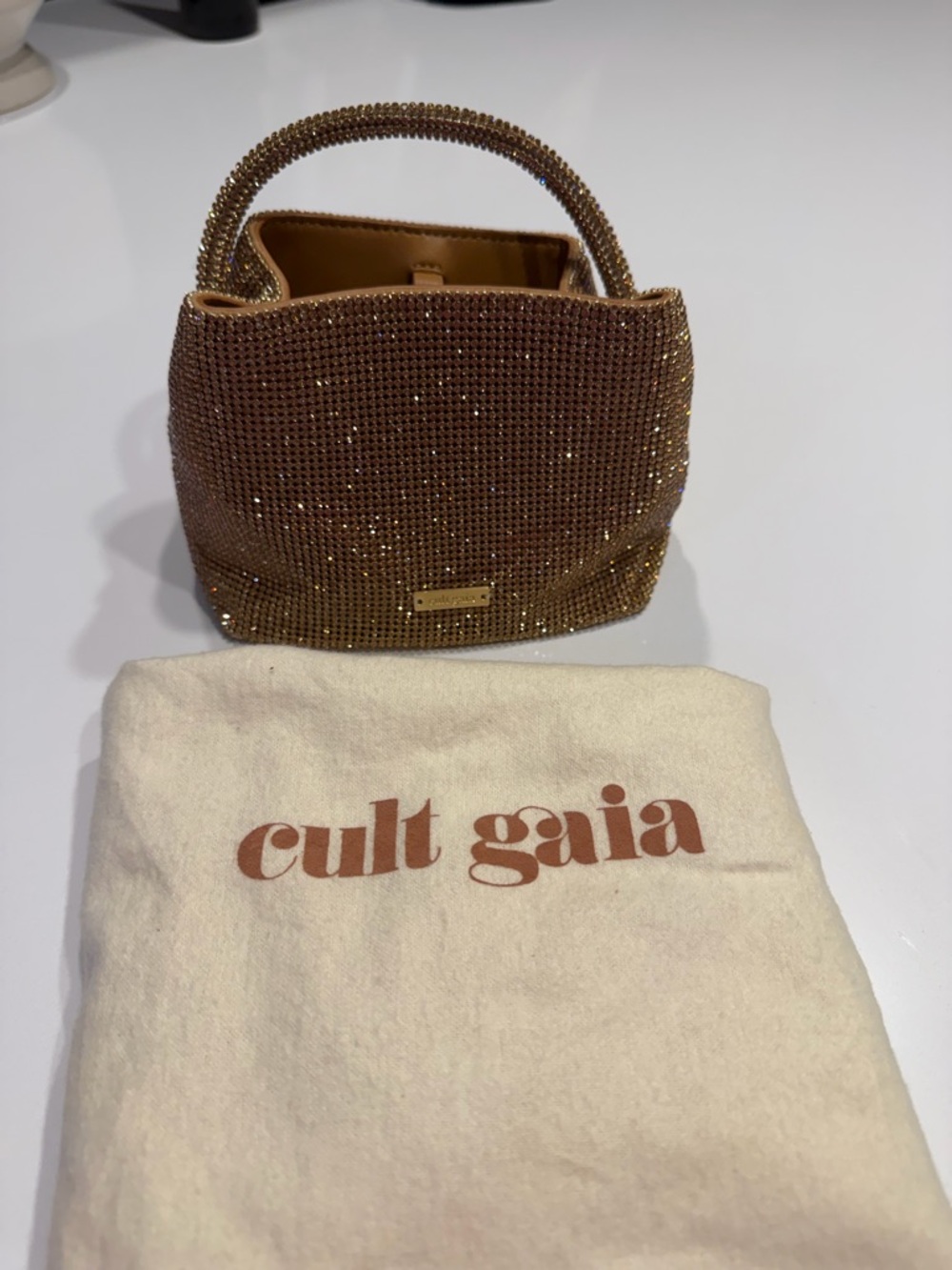 Cult Gaia Crystal Mesh Top-Handle Evening Bag - Picture 2 of 7